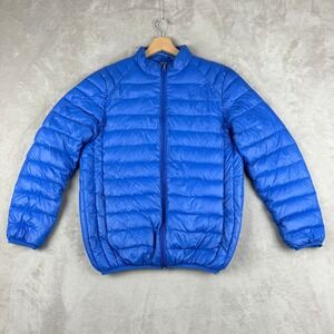 Uniqlo Jacket Womens Large Bright Blue Puffer Down Lighweight Outdoors Full Zip